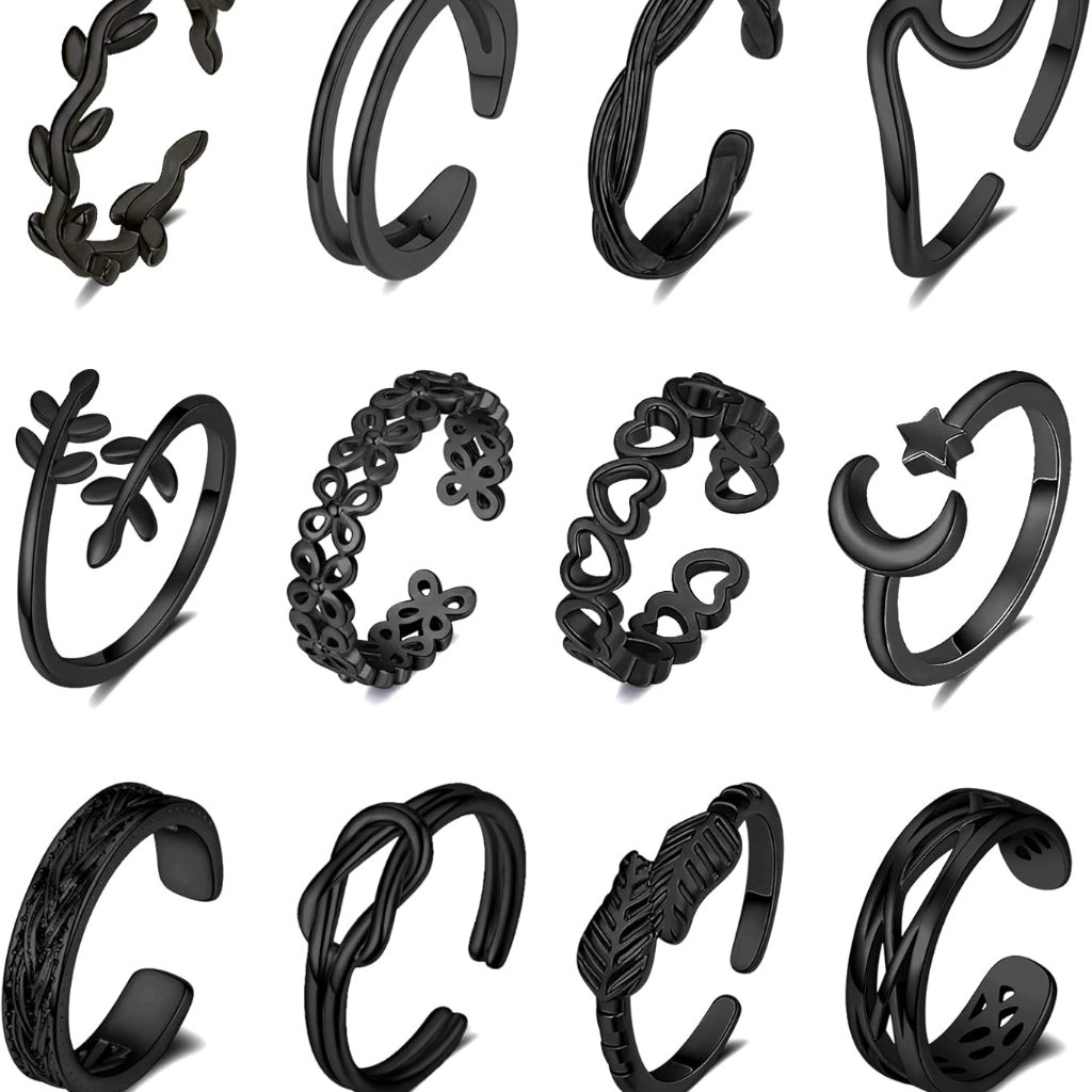 12pcs 18k Gold Plated Adjustable Toe Rings For Women Summer Beach Open Toe Rings
